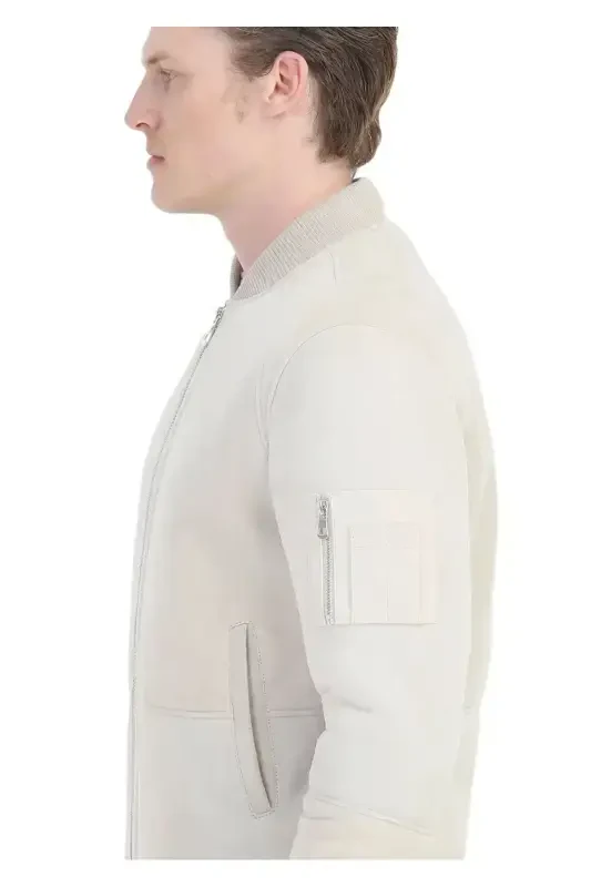 Beige Leather Jacket - 5