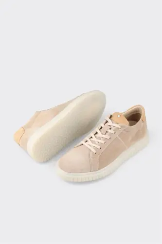 Beige Leather Men's Casual Shoes - 3