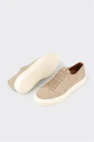 Beige Leather Men's Sneaker - 3