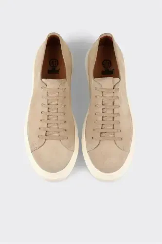 Beige Leather Men's Sneaker - 4
