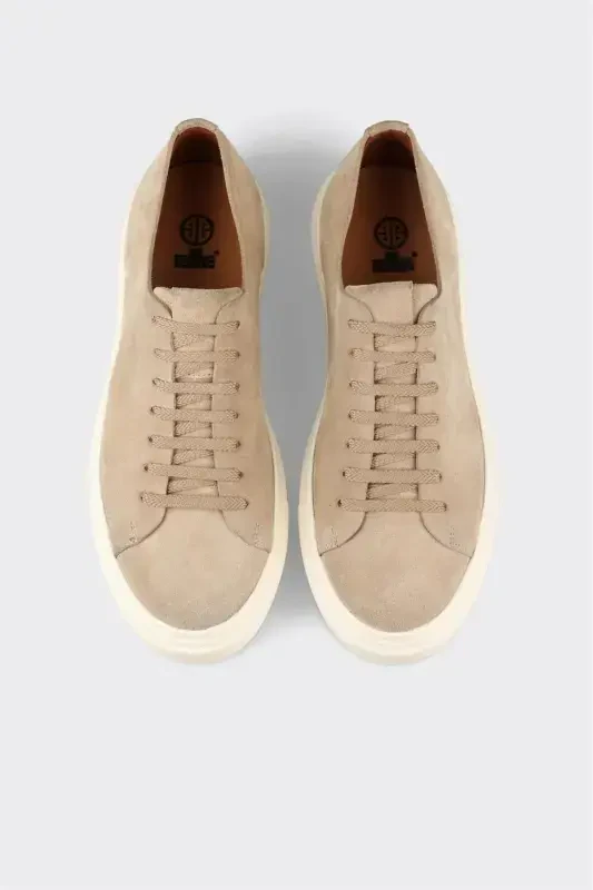 Beige Leather Men's Sneaker - 4