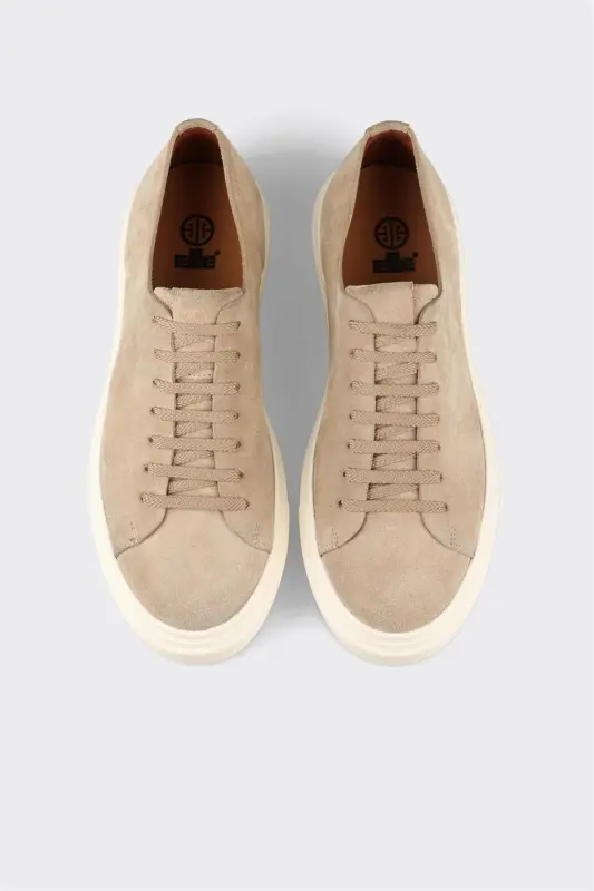 Beige Leather Men's Sneaker - 4