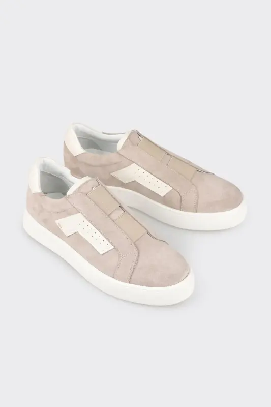 Beige Leather Men's Sneaker - 2