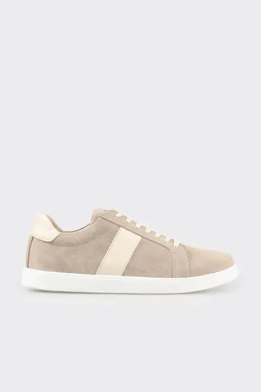 Beige Leather Men's Sneaker - ELLE