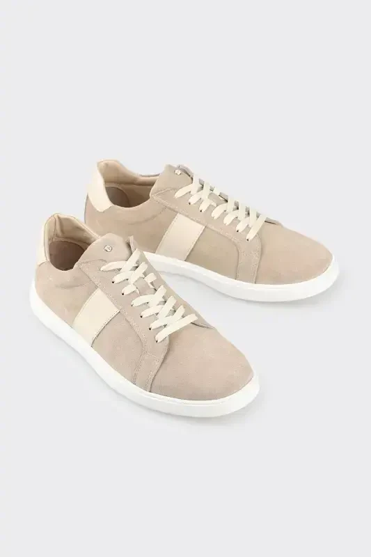 Beige Leather Men's Sneaker - 2