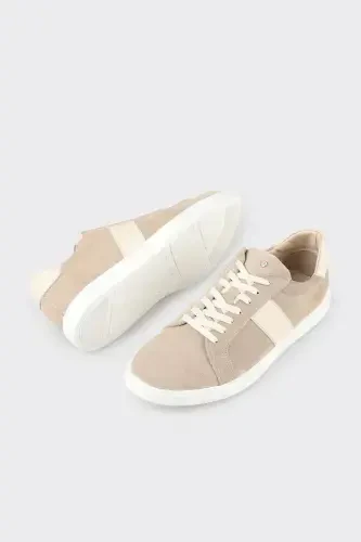Beige Leather Men's Sneaker - 3