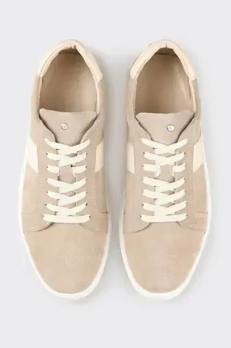 Beige Leather Men's Sneaker - 4