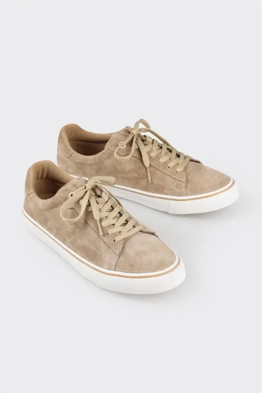 Beige Leather Men's Sneaker - 2