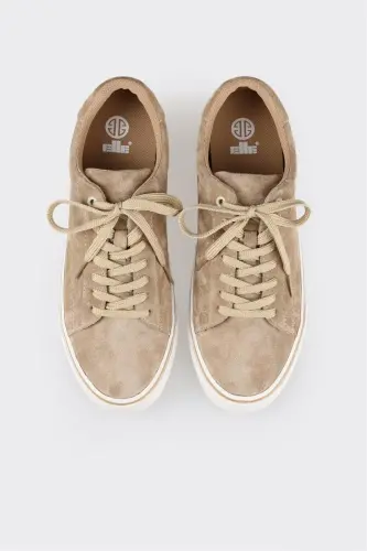 Beige Leather Men's Sneaker - 4