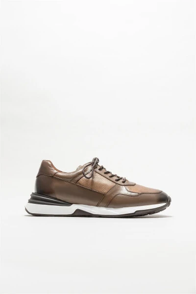 Beige Leather Men's Sneakers - ELLE