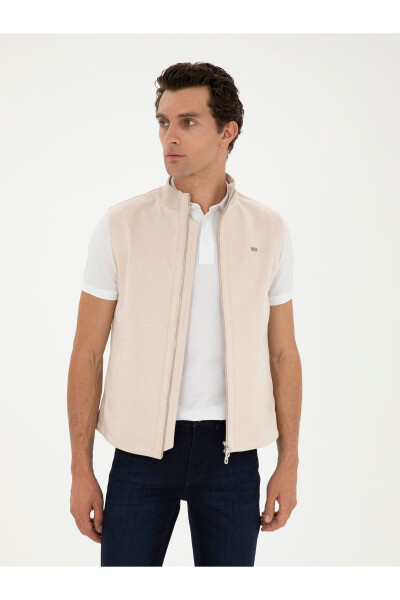 Beige leather vest (50285789-VR011) - CACHAREL