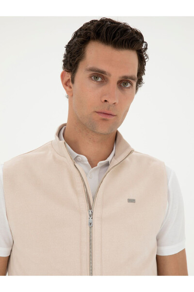 Beige leather vest (50285789-VR011) - CACHAREL (1)