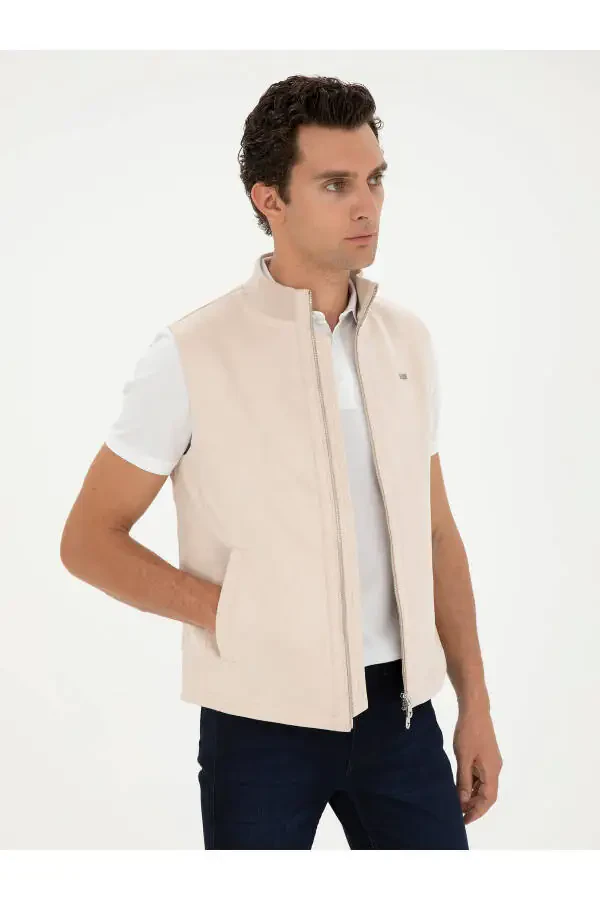 Beige leather vest (50285789-VR011) - 3