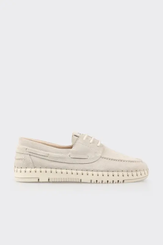 Beige Leather Women's Casual Shoes-Beige - ELLE SHOES