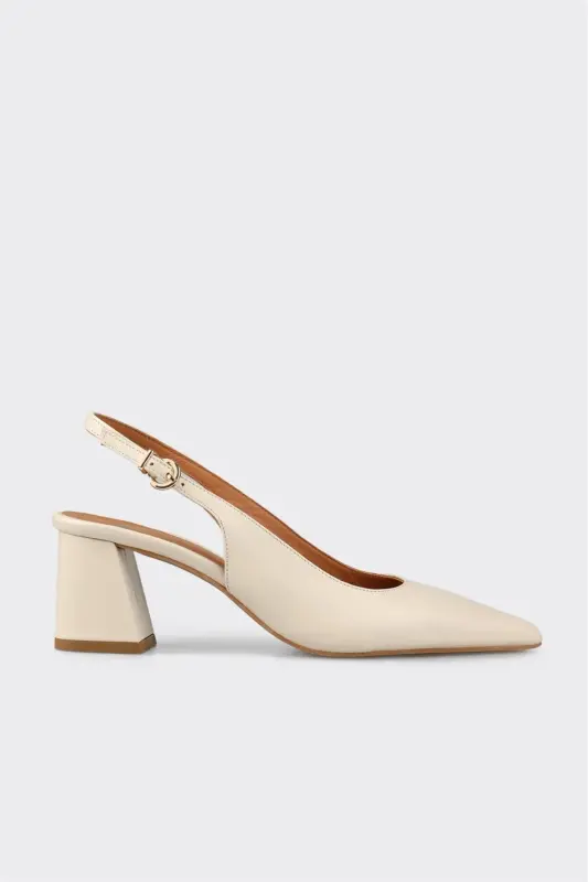 Beige Leather Women's High Heels - ELLE SHOES
