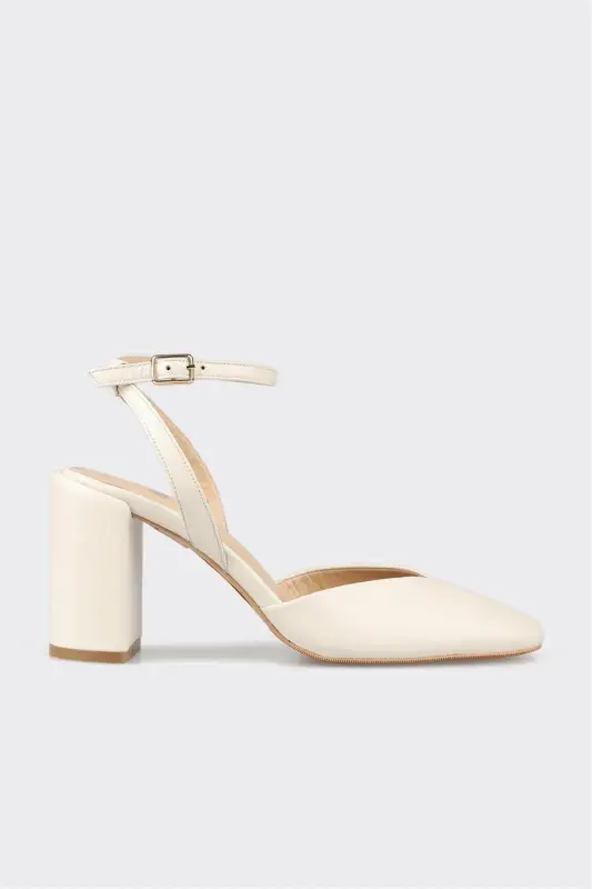 Beige Leather Women's High Heels - ELLE SHOES