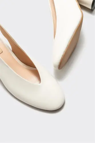 Beige Leather Women's High Heels - 3