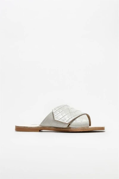 Beige Leather Women's Slipper - ELLE