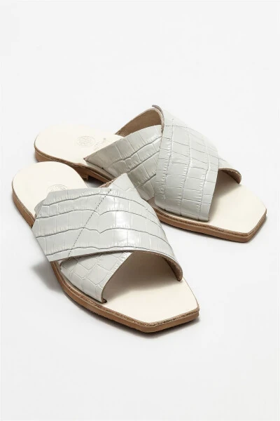 Beige Leather Women's Slipper - ELLE (1)