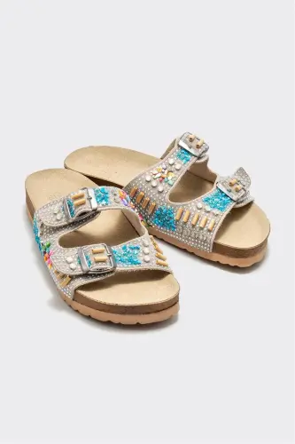 Beige Leather Women's Slippers - ELLE SHOES (1)