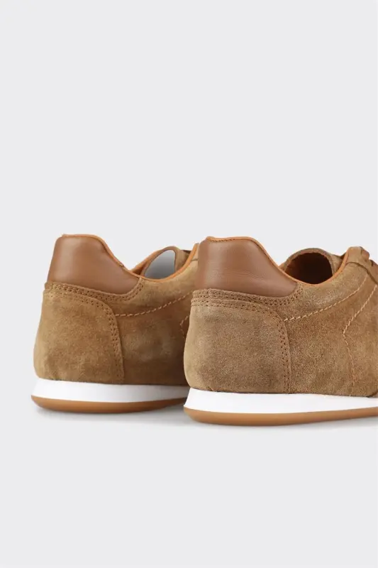 Beige Leather Women's Sneakers-Beige - 5
