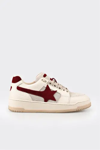 Beige Leather Women's Sneakers - Beige 