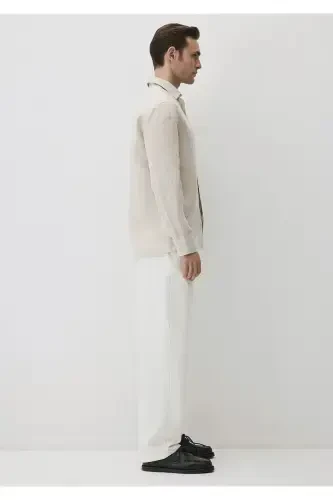 Beige Linen Shirt Regular Fit / Normal Cut 021149 - 1