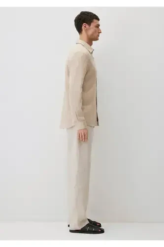 Beige Linen Shirt Slim Fit / Slim Cut 0211466-7000 - 4
