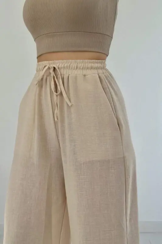 Beige Linen Trousers - 2