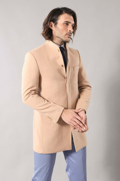 Beige long men's coat - 1