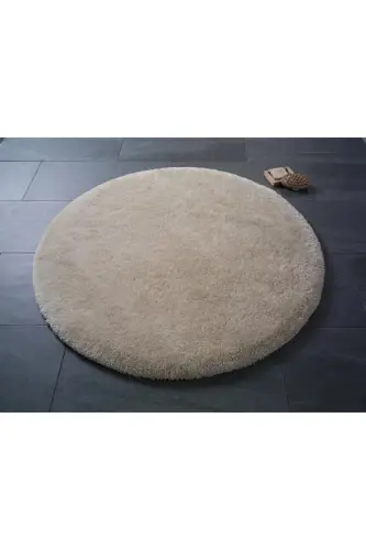Beige Luxury Raschel Base Washable Non-Slip Base Round Plush Carpet Rug-Beige 