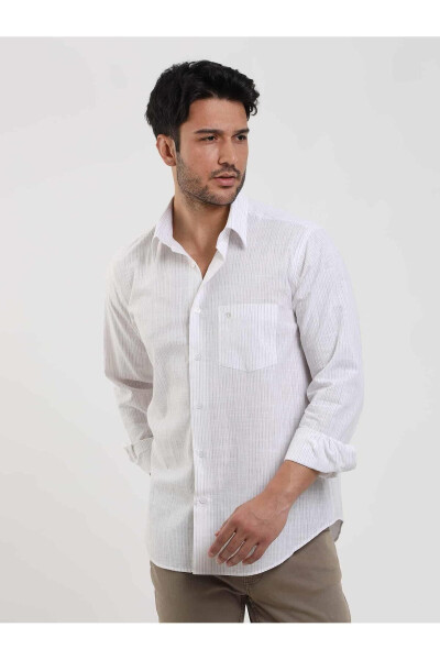 Beige Men Regular Fit Striped Brent Button-Down Collar Long Sleeve Shirt - 104779 - 3