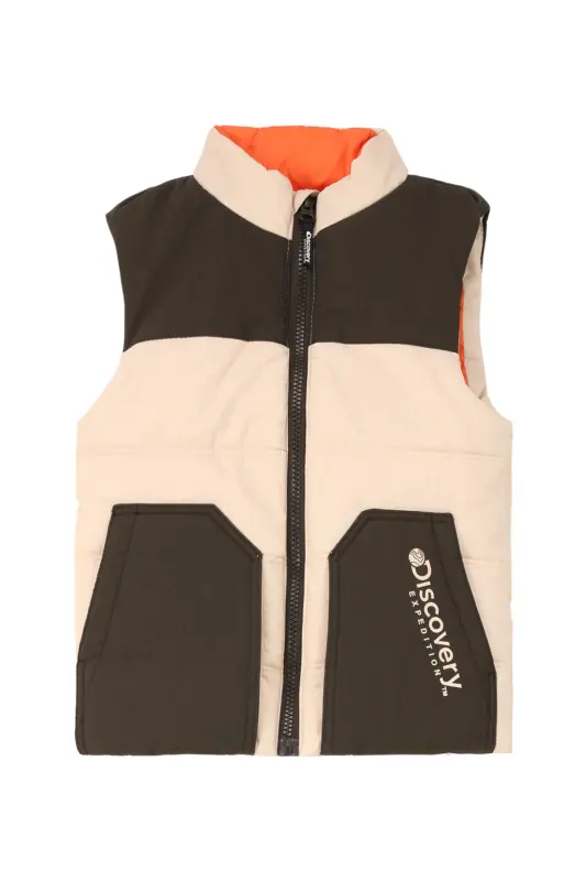 Beige Men's Puffer Vest - DISCOVERY EXPEDITION