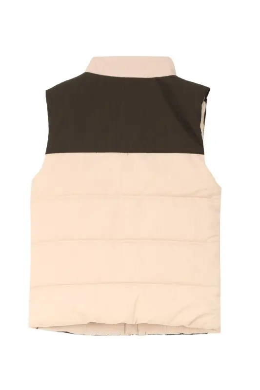 Beige Men's Puffer Vest - 2