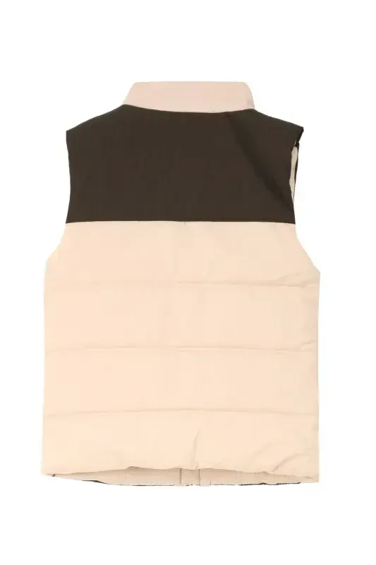 Beige Men's Puffer Vest - 2