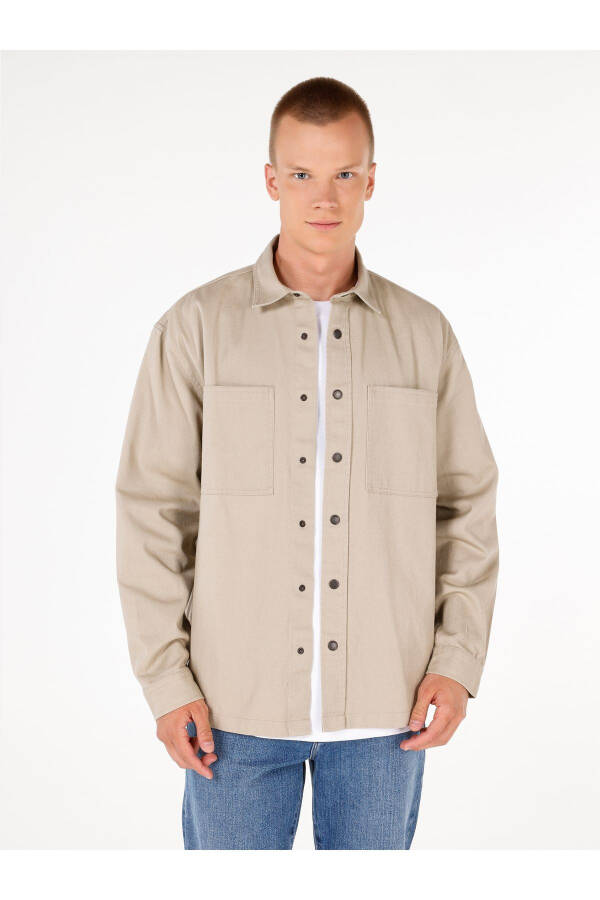 Beige men's shirt - 1