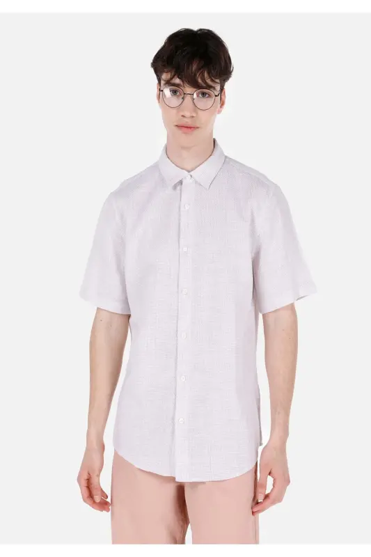 Beige men's shirt, short sleeve. - COLIN’S