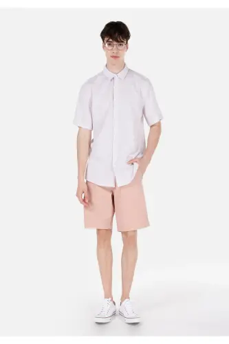 Beige men's shirt, short sleeve. - 3