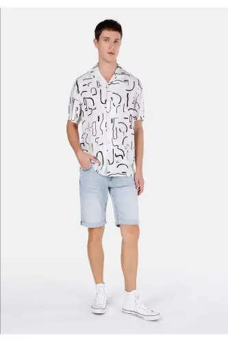 Beige men's short sleeve shirt - 3