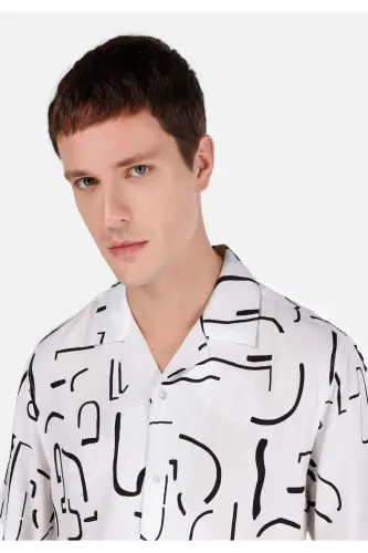 Beige men's short sleeve shirt - 4