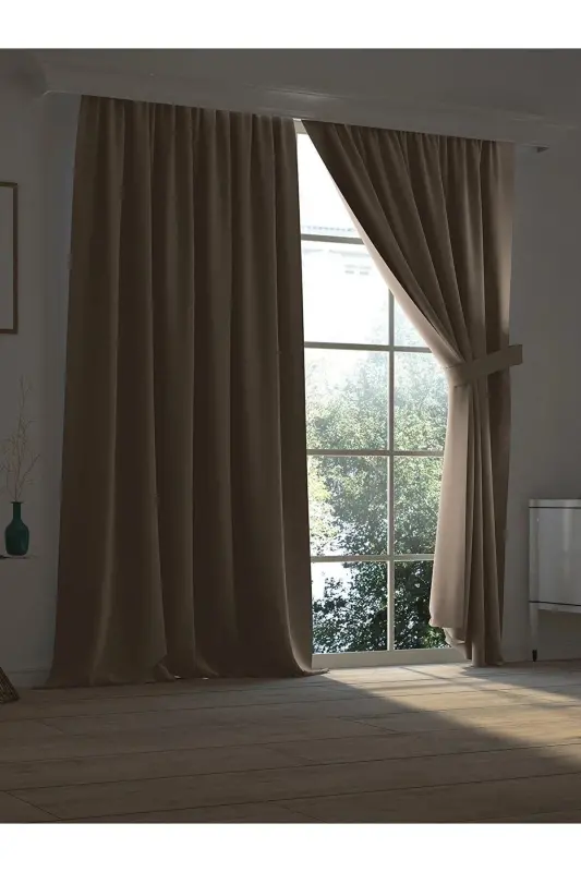Beige (MILK COFFEE) Blackout Sunproof Blackout Curtain-Beige - 3