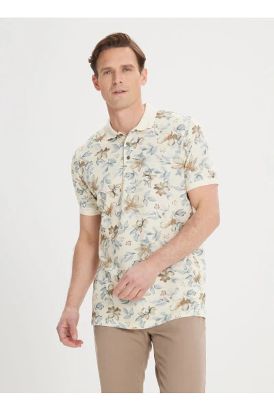 Beige - Mink Men's Polo T-shirt 4a4824200040 - ALTINYILDIZ CLASSICS