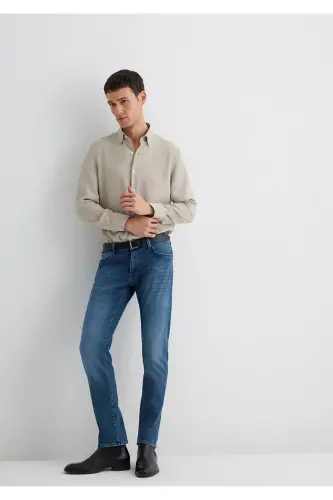 Beige Modal Shirt Regular Fit / Regular Fit 021138 - 2