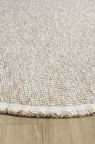 Beige Oval Woven Carpet Living Room Bedroom Hallway Runner Rug BEIGE OVAL-Beige 10 - 5