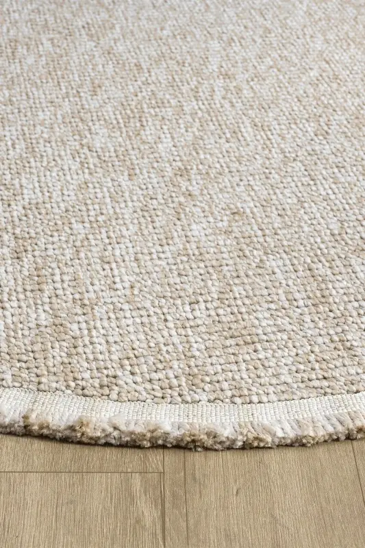 Beige Oval Woven Carpet Living Room Bedroom Hallway Runner Rug BEIGE OVAL-Beige 10 - 5