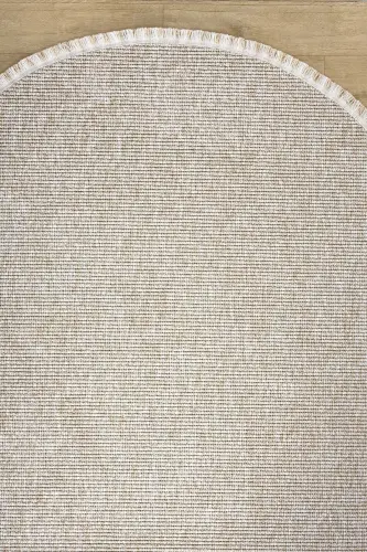 Beige Oval Woven Carpet Living Room Bedroom Hallway Runner Rug BEIGE OVAL-Beige 10 - 8