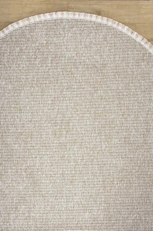 Beige Oval Woven Carpet Living Room Bedroom Hallway Runner Rug BEIGE OVAL-Beige 10 - 8