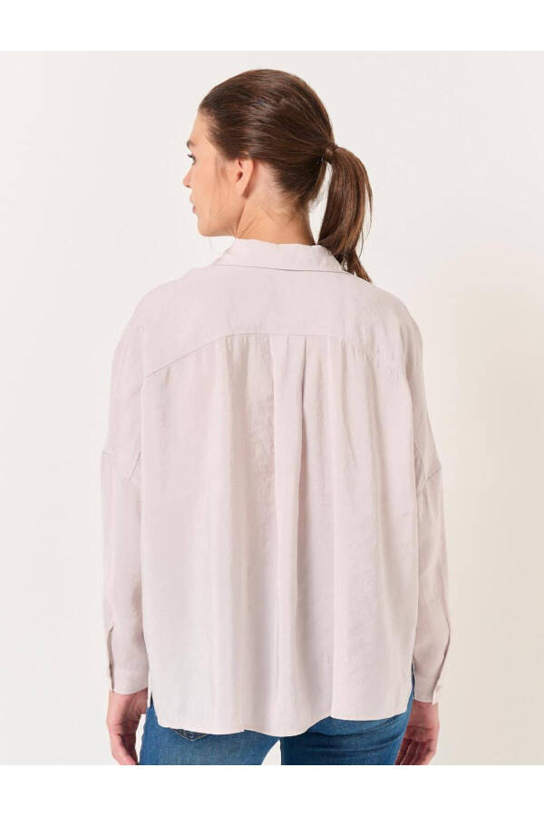 Beige Oversized Long Sleeve Basic Shirt - 15