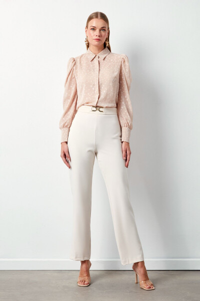 Beige Pants with Accessories Detail - 1