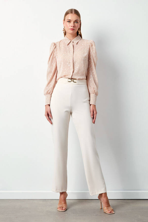 Beige Pants with Accessories Detail - 1